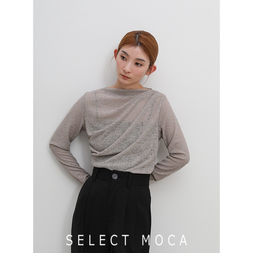 SELECTMOCA透视褶皱显瘦长袖打底