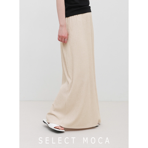 SELECTMOCA褶皱高腰直筒半身裙