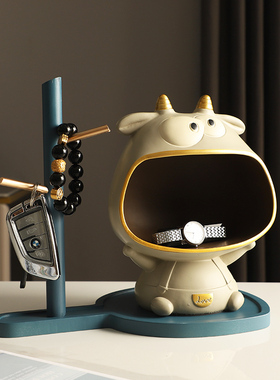 可爱牛置物架客厅门厅鞋柜钥匙收纳创意现代酒柜装饰品摆件高级感