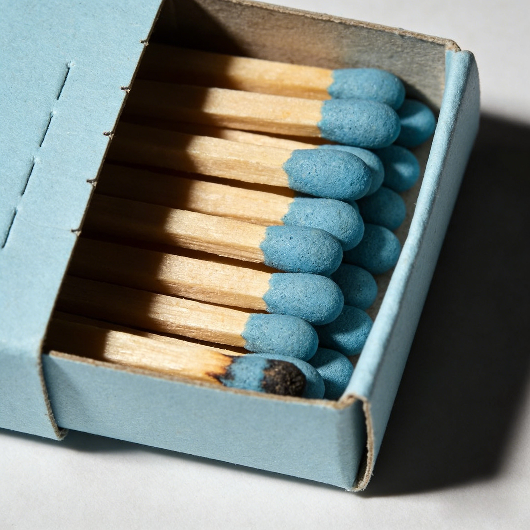 浅蓝盒浅蓝头火柴海盐蓝质感易划耐用家用点烟点香点火简约拍照