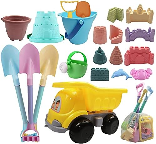 IOKUKI Long Shovels Beach Sand Toys Set with Mesh Bag Includ