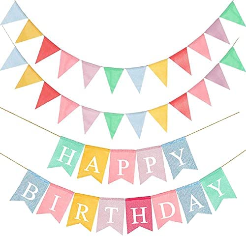happy birthday banner with 24pcs pennant banner flags  assem