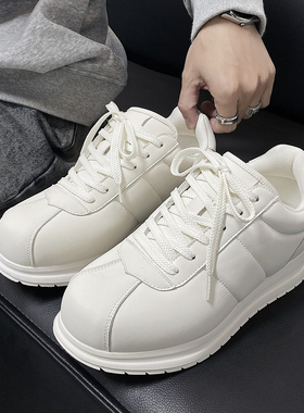 小众胖丁款厚底面包鞋子男舒适百搭小白鞋系带运动鞋厚底休闲板鞋