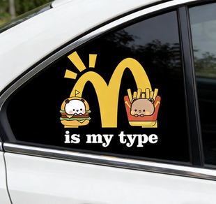 NASA联名趣味布布一二汉堡周边个性创意汽车贴纸麦当劳m电动车贴