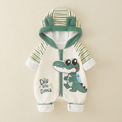 【三折专区】品牌折扣店清仓秋冬季a类卡通鳄鱼棉衣连体衣爬服