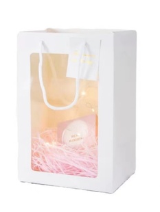 橱窗袋透明开窗手提袋玫瑰花小花束手拎袋情人节花束花艺包装袋子