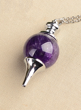 紫水晶白水晶18mm吊坠项链