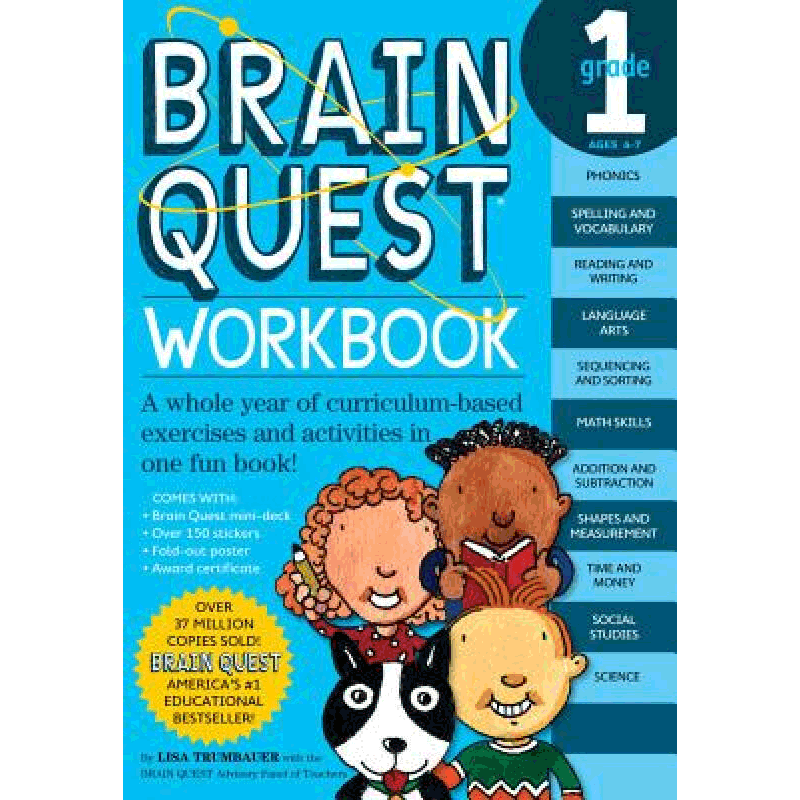 【正版书籍】英文原版少儿智力开发 练习册 一年级 Brain Quest Workbook Grade 1 美国小学生全科 阅读问答卡