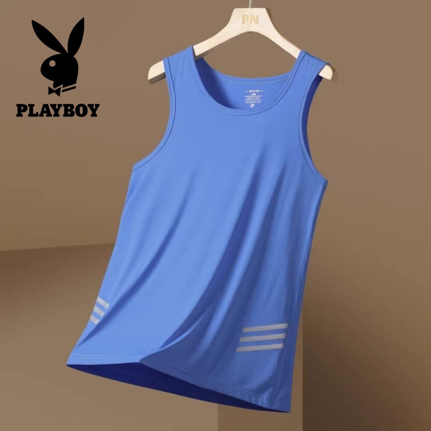 花花公子冰丝背心男夏季薄款透气坎肩健身训练速干运动服无袖T恤