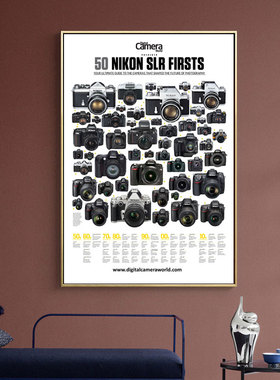 尼康相机镜头大全装饰画 NIKON SLR FIRSTS数码单反摄影设备海报