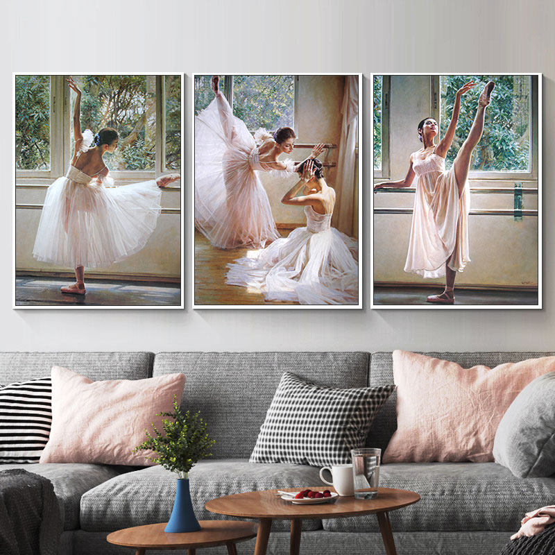 关则驹芭蕾舞者装饰画 大师油画青春少女舞蹈训练室海报