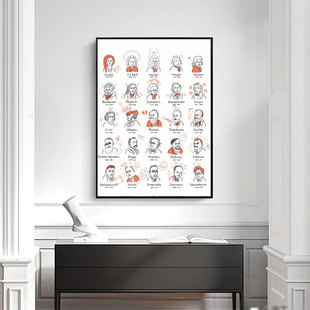 古典音乐作曲家肖像海报 交响乐管弦乐音乐家琴房声乐教室挂画