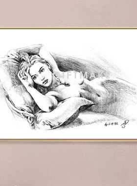 泰坦尼克号电影露丝素描 凯特·温斯莱特Titanic人体速写装饰画