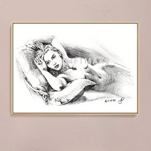 泰坦尼克号电影露丝素描 凯特·温斯莱特Titanic人体速写装饰画