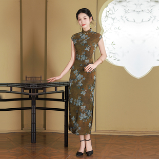新中式旗袍长款中年女妈妈春夏季无袖改良连衣裙日常穿复古中国风
