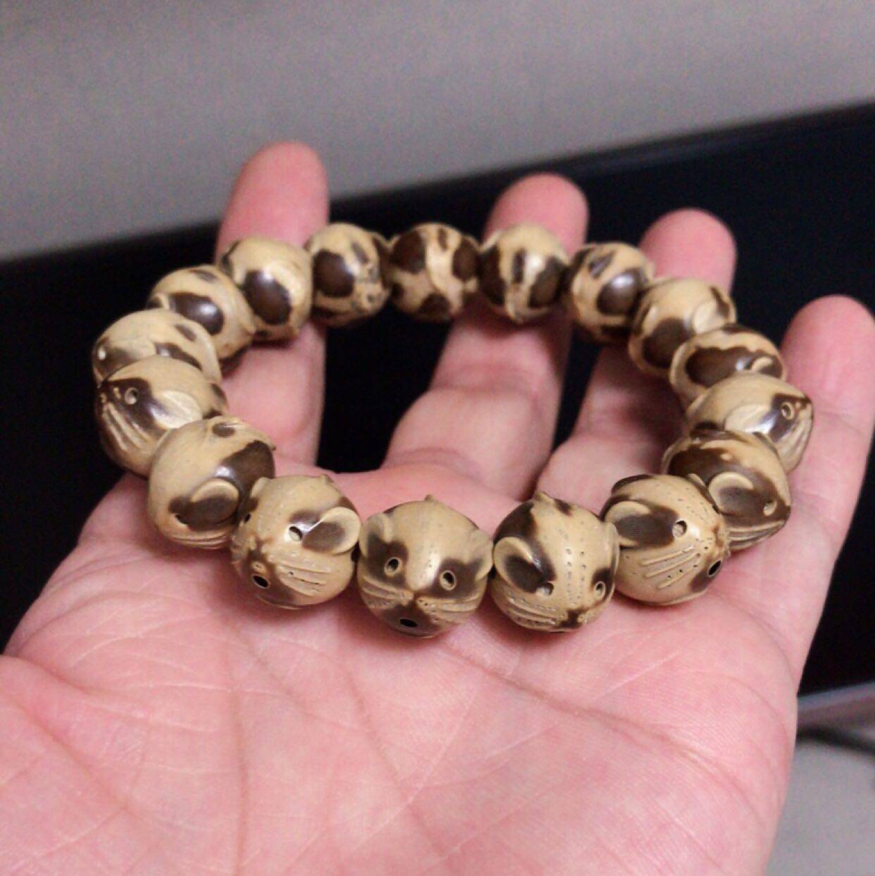 缘来紫金鼠手串雕刻鼠钱招财鼠菩提男士女士手链