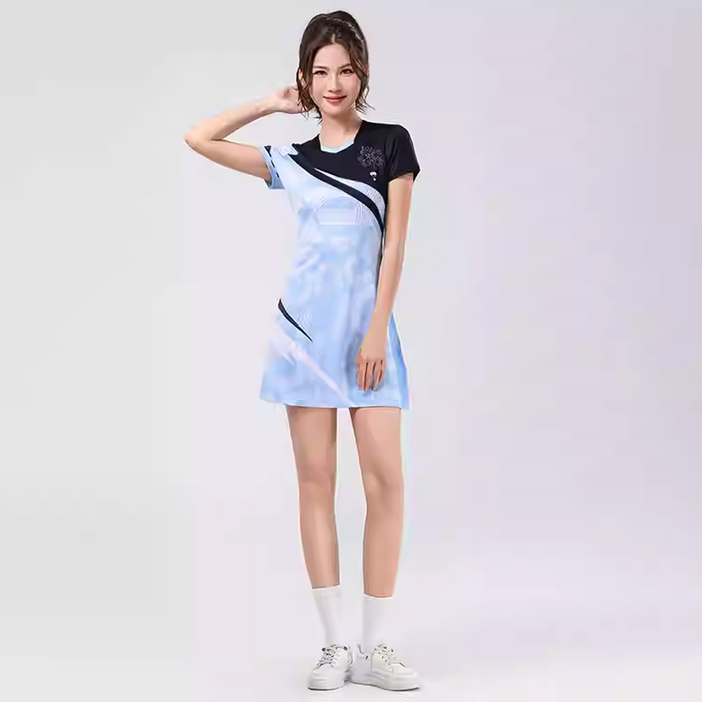 羽毛球服连衣裙女短袖运动速干透气网乒乓排球网球定制团购比赛服