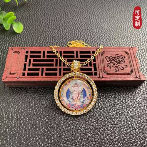 大日如来双面项链金色吊坠男女民族风复古挂件可定制