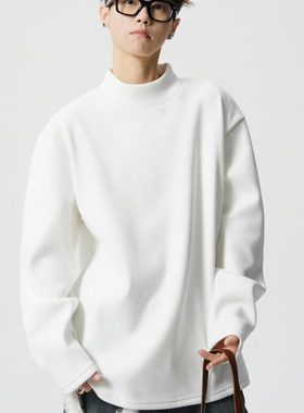 GBOY studio旋律风车逼格工作室nans男装纯色半高领打底衫长袖t恤