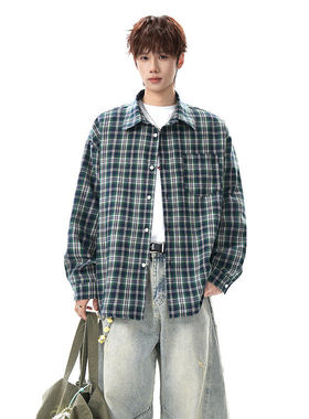 GBOY studio逼格工作室第四十九天男装物空宋松港风大码格子衬衫