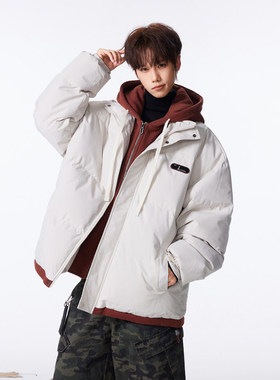 GBOY studio物空宋松nans男装阿茶与阿古宽松加厚假两件连帽棉衣