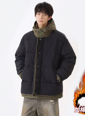 GBOY studio白敬亭goodbai西西里男装1807加绒加厚假两件连帽棉衣