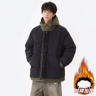 GBOY studio白敬亭goodbai西西里男装1807加绒加厚假两件连帽棉衣