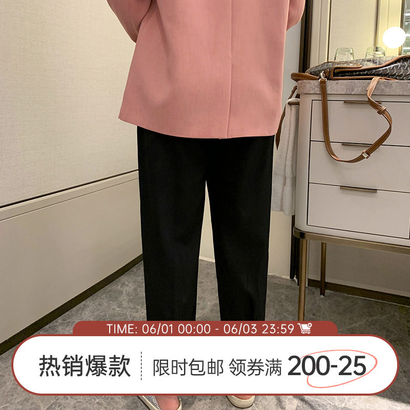 【125斤唐不灵Bling】 微胖mm休闲裤大码2020春季显瘦宽松九分裤