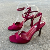 西班牙潮牌Z家 百搭方头细跟后空一字带凉鞋 9.5CM超高跟女鞋 时尚