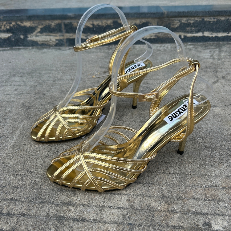 高跟时尚休闲镂空鱼嘴一字凉鞋女