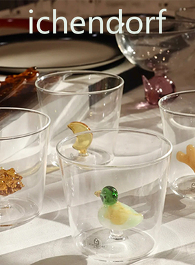 ichendorf  动物合集 意大利手工造型玻璃水杯咖啡杯平口杯手握杯