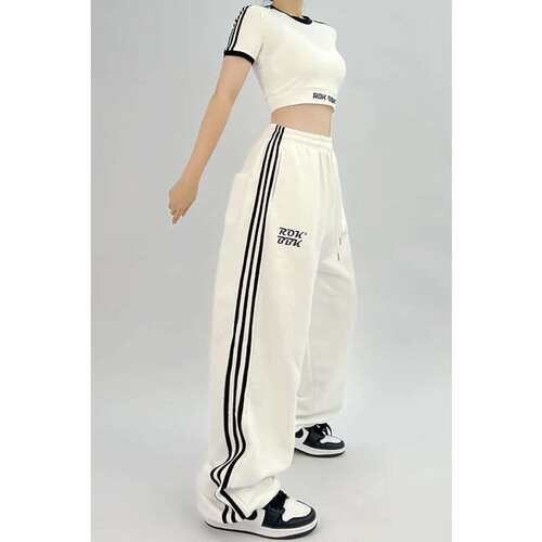 NRDCZ爵士舞服装女套装学生三条杠街舞hiphop运动裤跳舞jazz裤子