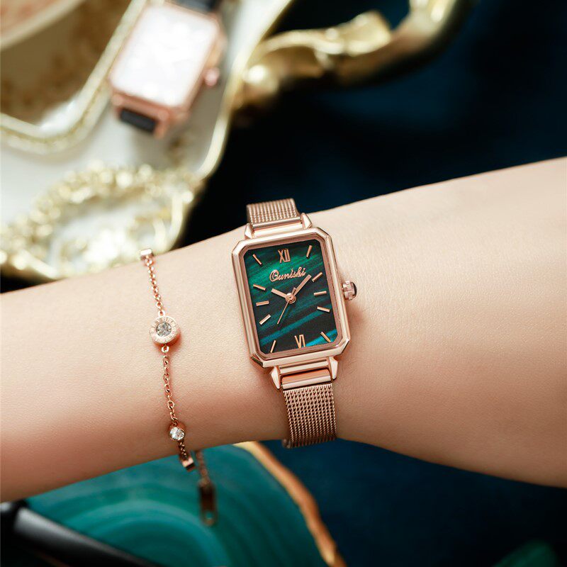 小绿表简约气质2021新款轻奢小众手表女款夏季学生小表盘名牌正品