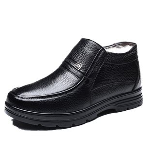 冬季皮鞋男加绒保暖男士棉皮鞋子真皮冬天防滑爸爸鞋父亲中老年鞋