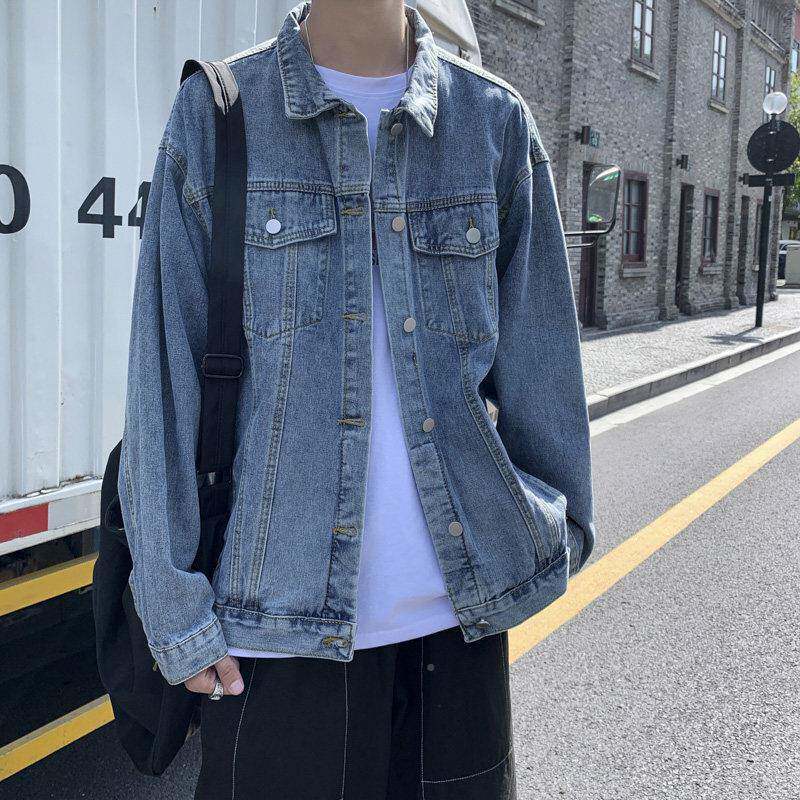 工装X315#082牛仔套春秋季男搭百新款韩版ins宽外松bf港风秋装覆