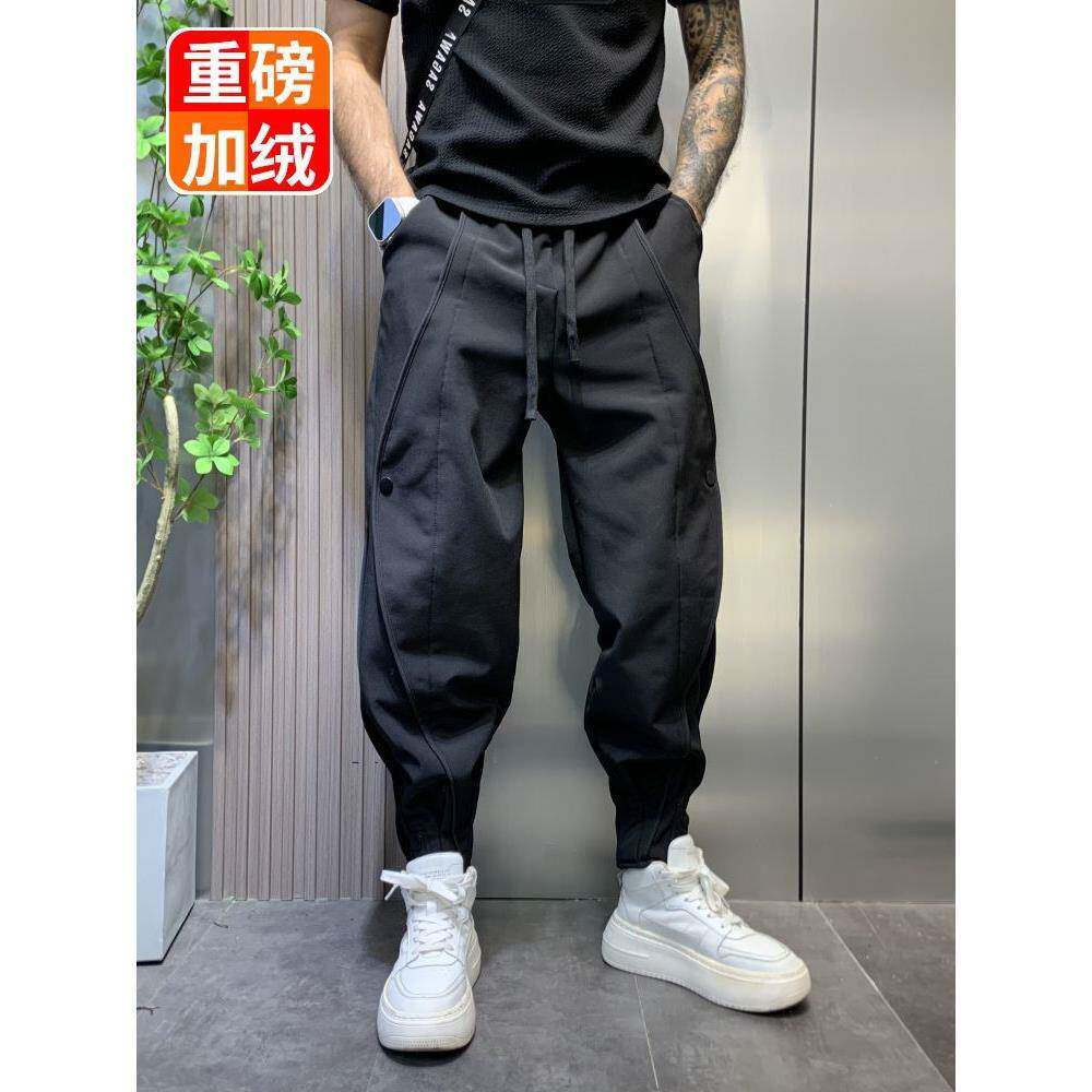 春秋季男士胡萝卜裤休闲运动裤韩式宽腿运动裤美式工装宽松腿裤新