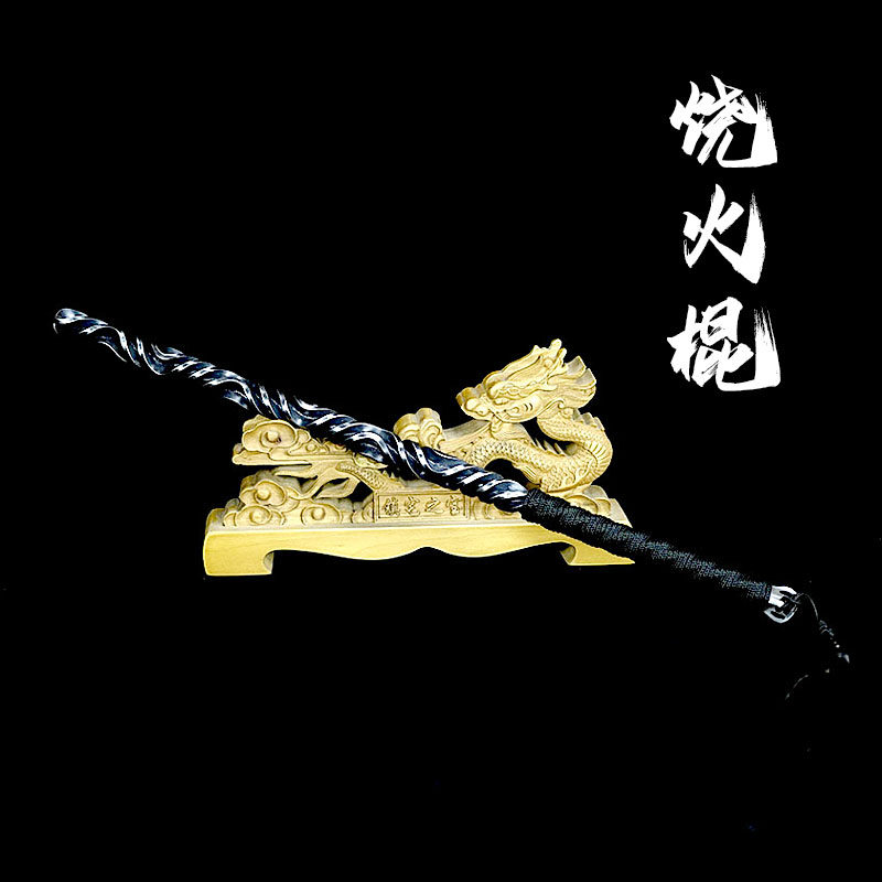 高猛钢短棍武术表演训练棍子车载自卫防身棍棒一体实心钢棍冷兵器