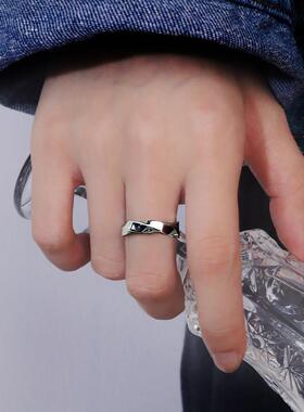 钛钢戒指男士潮个性开口单身食指复古简约文艺ins尾网红戒指环男