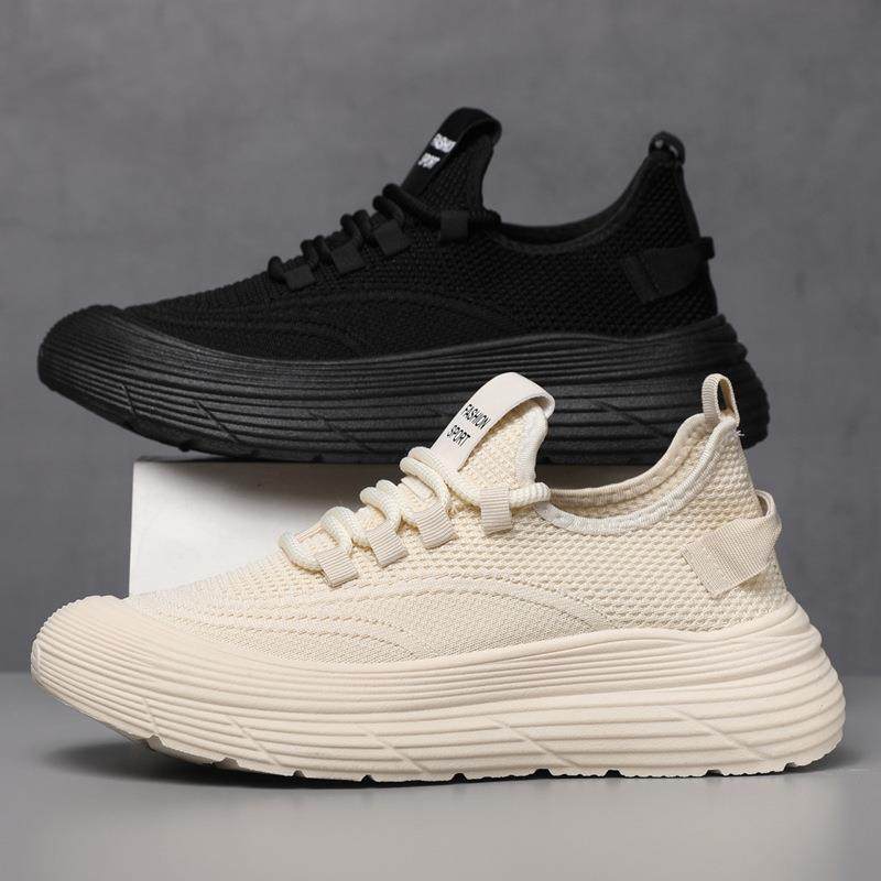 飞织男士板鞋夏季透气新款时尚休闲 鞋套脚轻质舒适运动白色男鞋