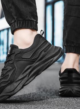 黑色武士男鞋秋季透气厚底休闲Trbottomy容易匹配的男子青年如田