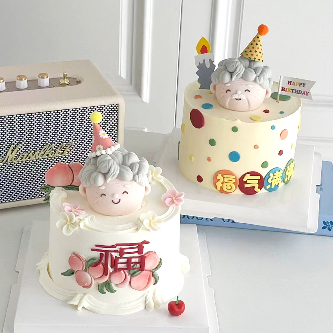 巧克力爷爷奶奶成品寿公寿婆老人过寿祝寿贺寿生日可食用烘焙摆件