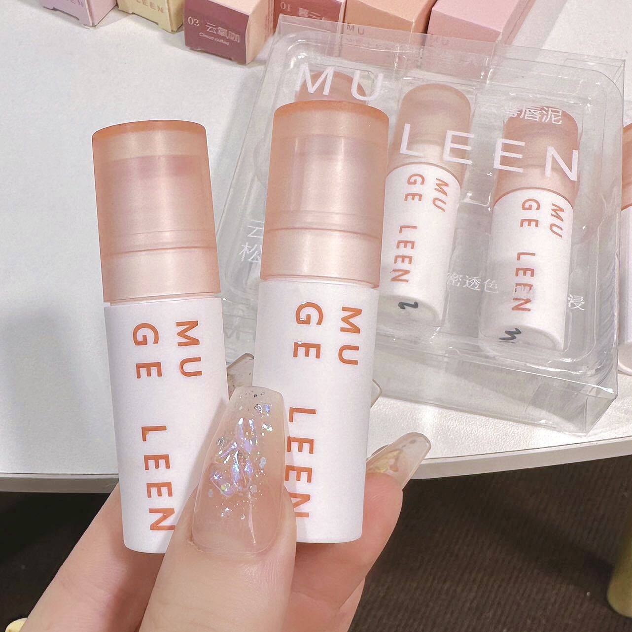 MUGELEEN云雾不沾杯跨境唇泥低饱和唇釉套装雾面丝绒雾面清仓