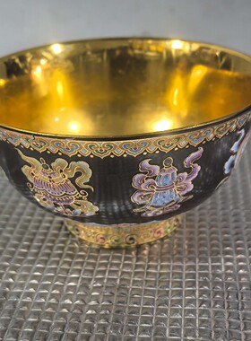珐琅彩合金金碗摆件家居装饰婚庆礼品摆八吉祥碗工艺品摆件