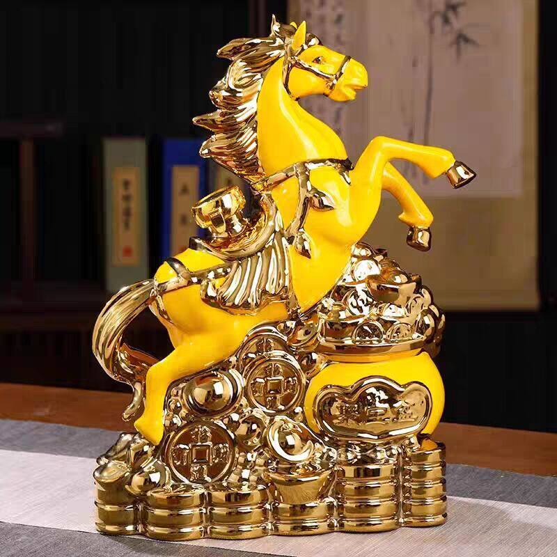 景德镇陶瓷 酒瓶3斤装 生肖龙马精神摆件密封酒坛子家用酒壶收藏