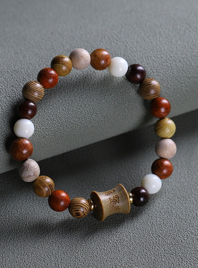 国风多宝珠竹节六字箴言手串男生念珠手链女小众设计单圈侣款饰品