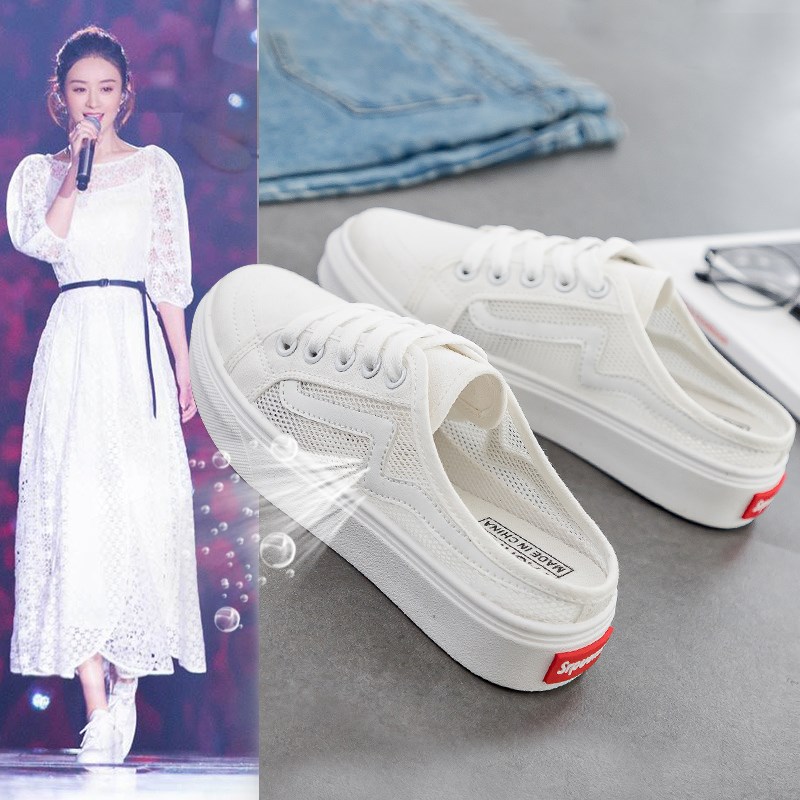 White canvas Women's Shoes 2019 summer new pattern Semi slipper A pedal Lazy man A summer Versatile summer Trendy shoes Net Redin the Women's Shoes, Canvas shoes  category - from Buy2taobao.com to provide professional Taobao agent buy service