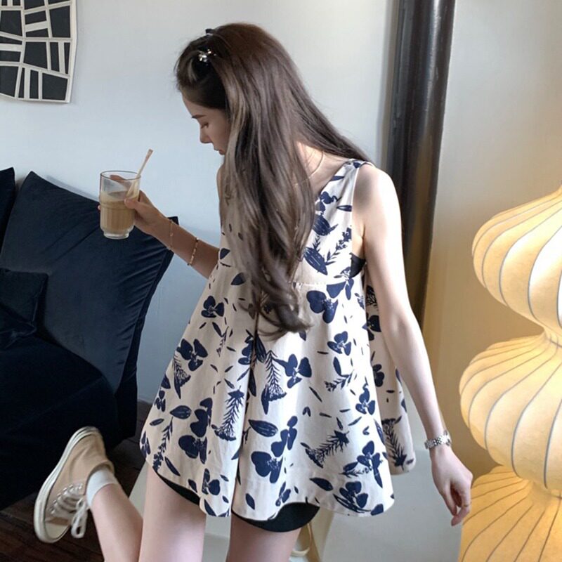 출산 복장 세트 새로운 스타일 외출 패션 인터넷 연예인  인형 탑 루즈 캐주얼 여름 드레스 여성용 대형 투피스 세트
