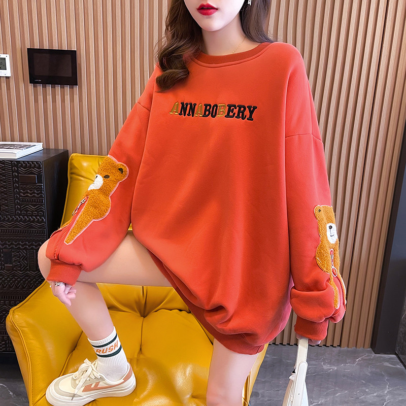 출산 정장 가을 새로운 한국 스타일 느슨한 캐주얼 중간 길이 탑 봄 가을 인터넷 연예인 여성용 대형 스웨트 셔츠