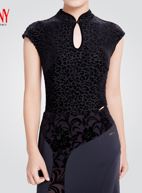 NY纳艺提花丝绒练习服上衣国风盘扣摩登舞服专业跳舞练功服24601S