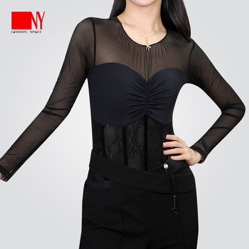 ny纳艺摩登舞上衣女国标舞舞蹈服